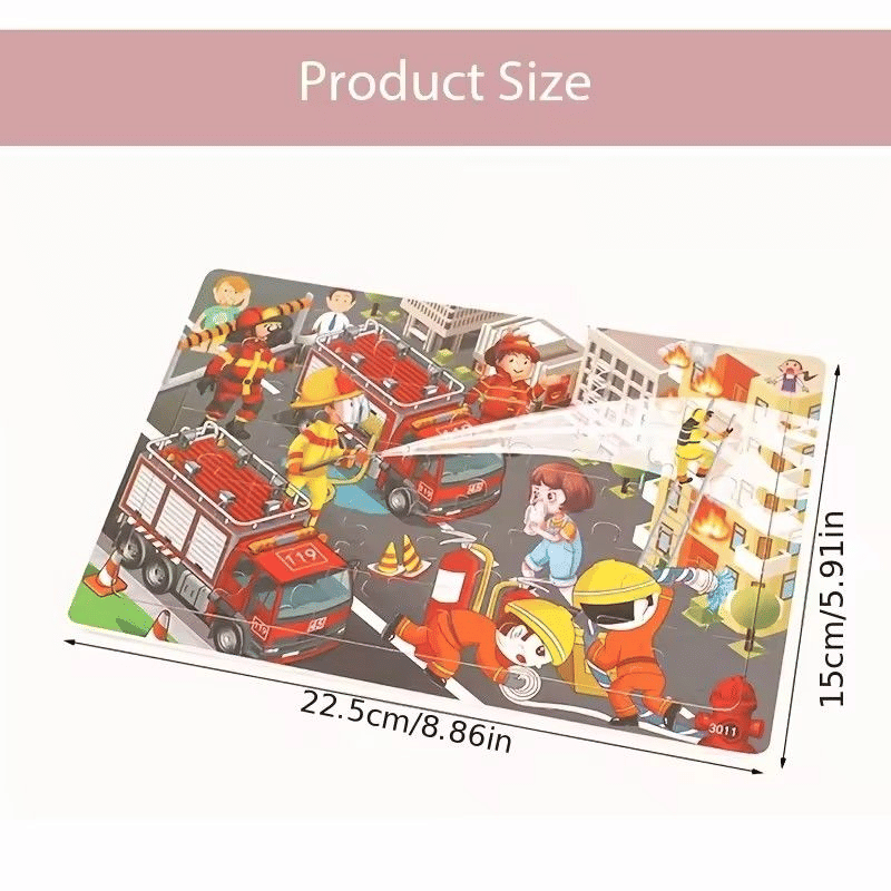 30-Piece Wooden Jigsaw Puzzle Educational Animal Vehicle Toy