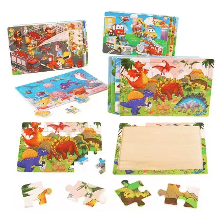 30-Piece Wooden Jigsaw Puzzle Educational Animal Vehicle Toy