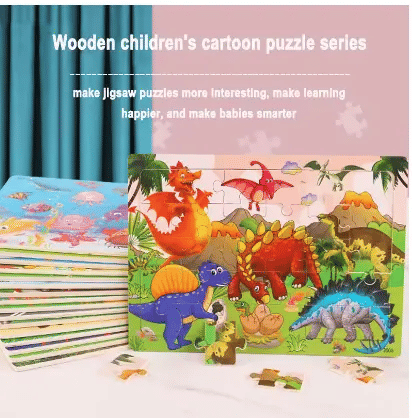 30-Piece Wooden Jigsaw Puzzle Educational Animal Vehicle Toy