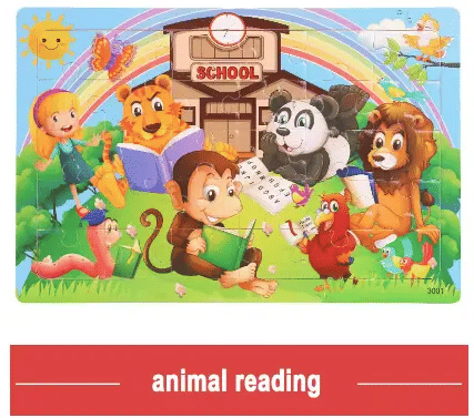 30-Piece Wooden Jigsaw Puzzle Educational Animal Vehicle Toy