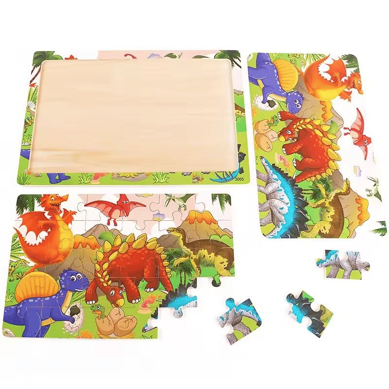 30-Piece Wooden Jigsaw Puzzle Educational Animal Vehicle Toy