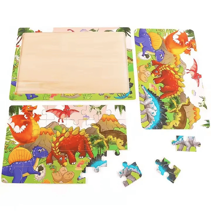 30-Piece Wooden Jigsaw Puzzle Educational Animal Vehicle Toy