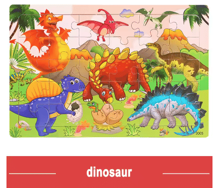 30-Piece Wooden Jigsaw Puzzle Educational Animal Vehicle Toy