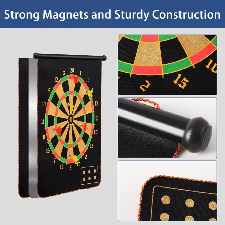 12in Magnetic Dart Board with 8 Darts Double-Sided Game Set