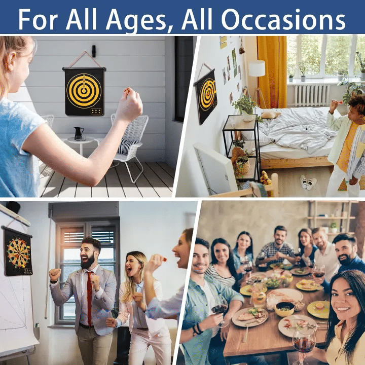 12in Magnetic Dart Board with 8 Darts Double-Sided Game Set