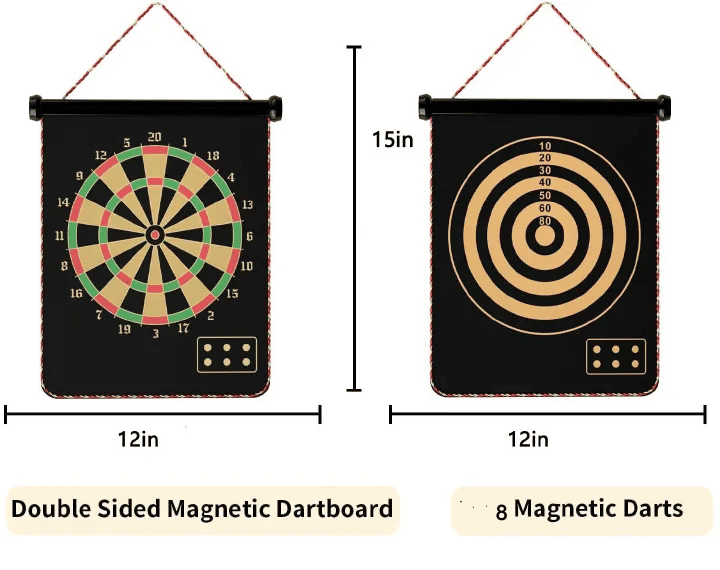 12in Magnetic Dart Board with 8 Darts Double-Sided Game Set
