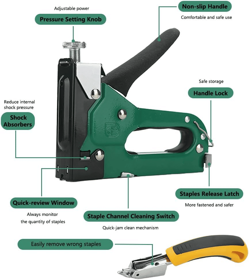 4-in-1 Heavy Duty Manual Staple Gun with 800pcs Staples