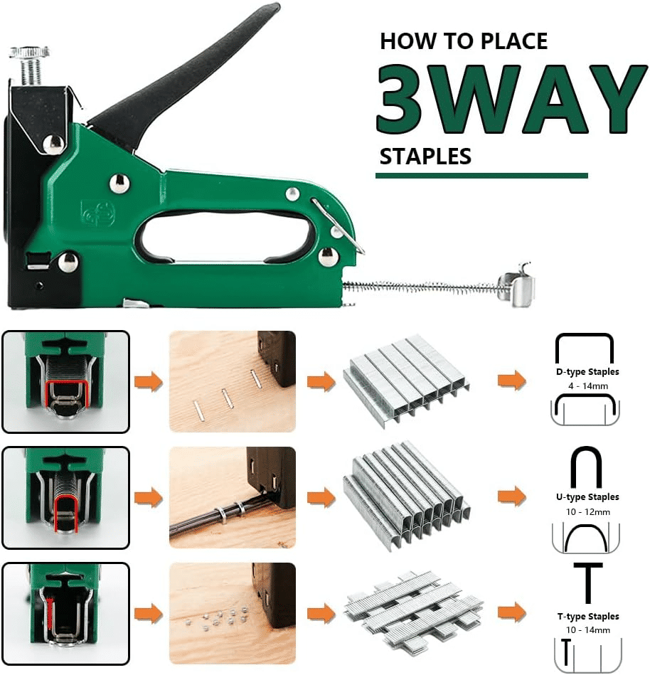 4-in-1 Heavy Duty Manual Staple Gun with 800pcs Staples