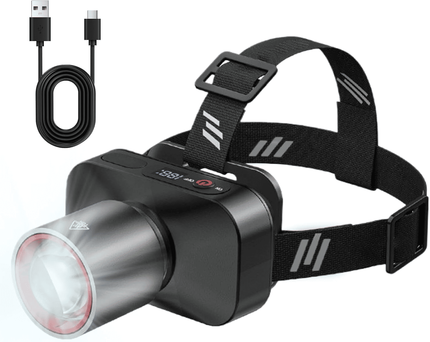 Powerful Rechargeable Headlamp: Zoomable, 90° Adjustable, Waterproof for Outdoor Adventures
