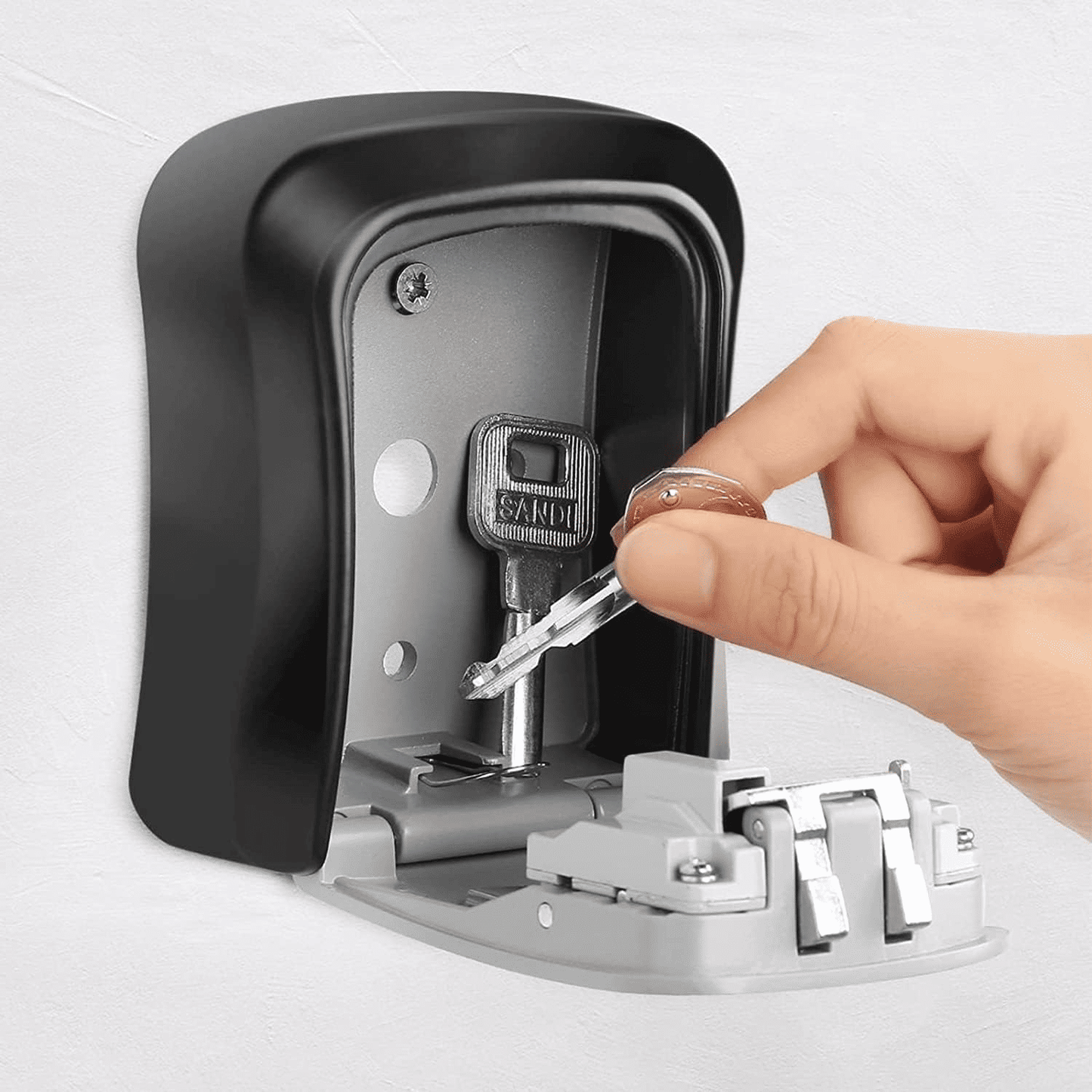 Key Lock Box Wall Mounted 4-Digit Combination Lockbox 5-Key Capacity