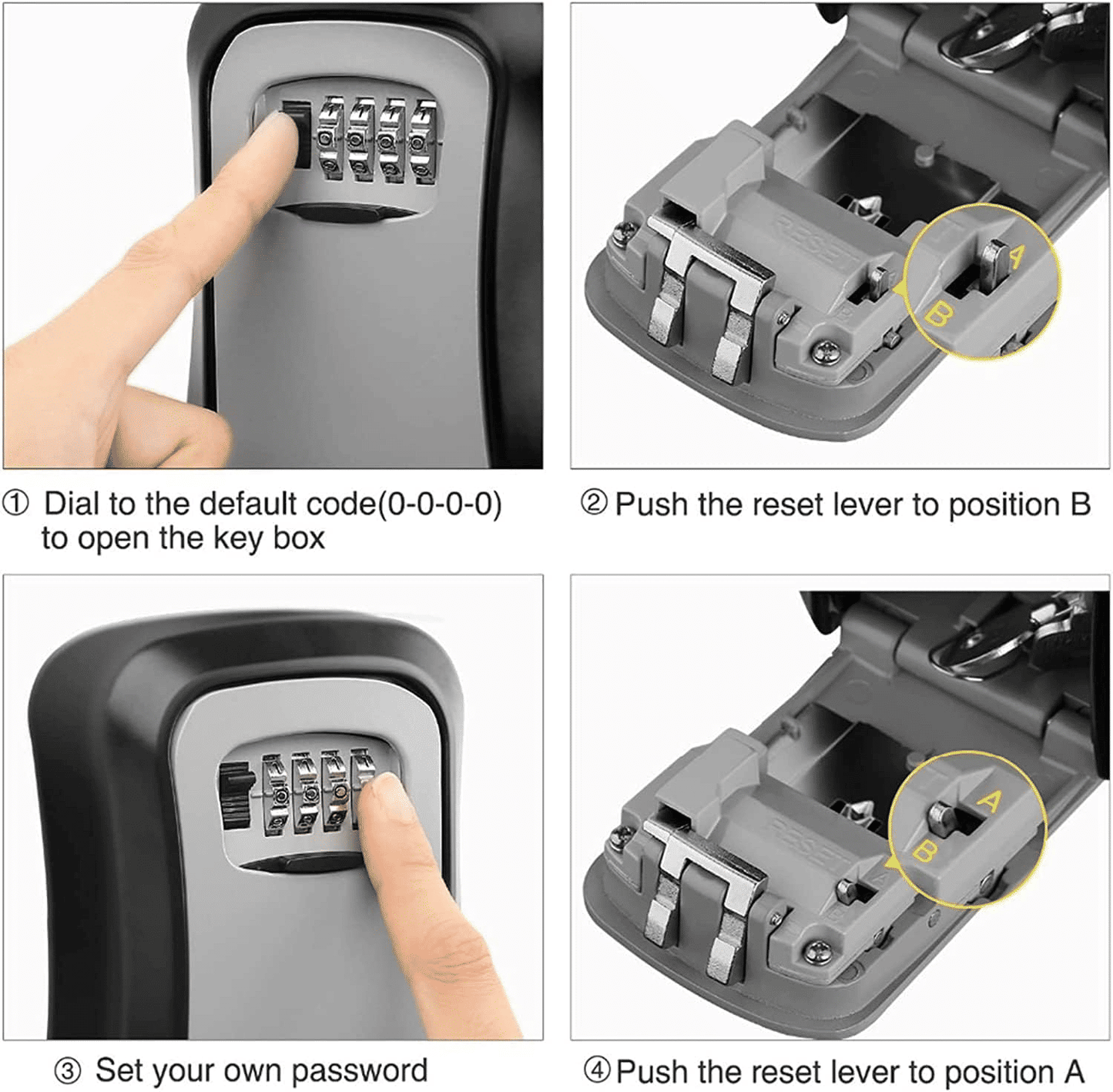 Key Lock Box Wall Mounted 4-Digit Combination Lockbox 5-Key Capacity