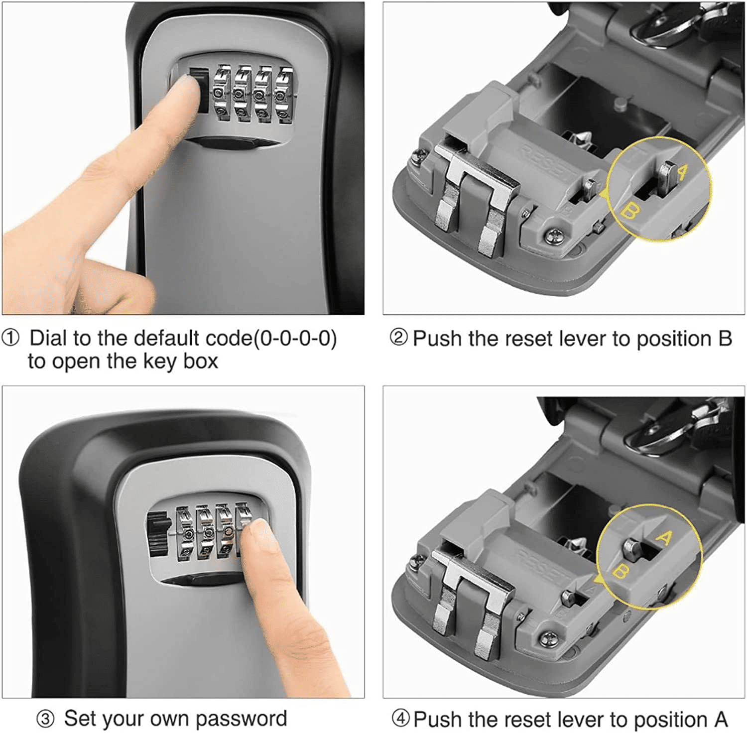 Key Lock Box Wall Mounted 4-Digit Combination Lockbox 5-Key Capacity