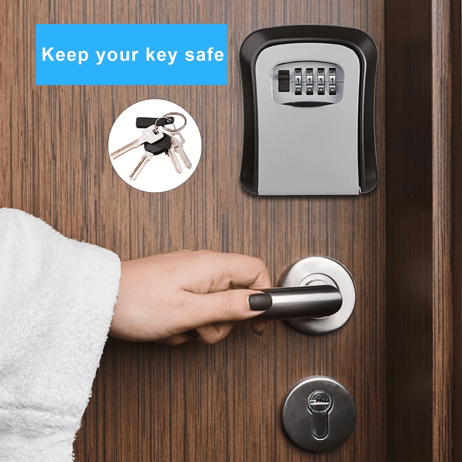 Key Lock Box Wall Mounted 4-Digit Combination Lockbox 5-Key Capacity
