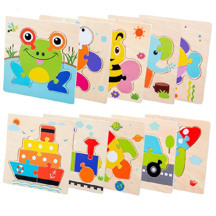 4-Piece Wooden Montessori Animal Puzzle Set for Toddlers