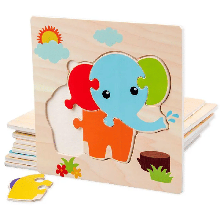 4-Piece Wooden Montessori Animal Puzzle Set for Toddlers