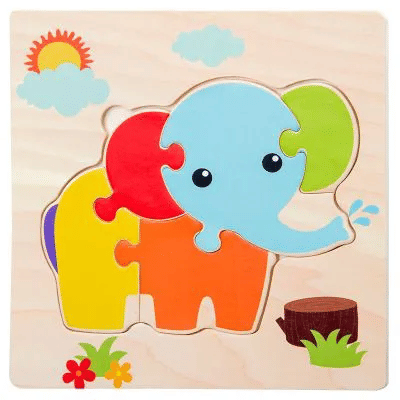 4-Piece Wooden Montessori Animal Puzzle Set for Toddlers