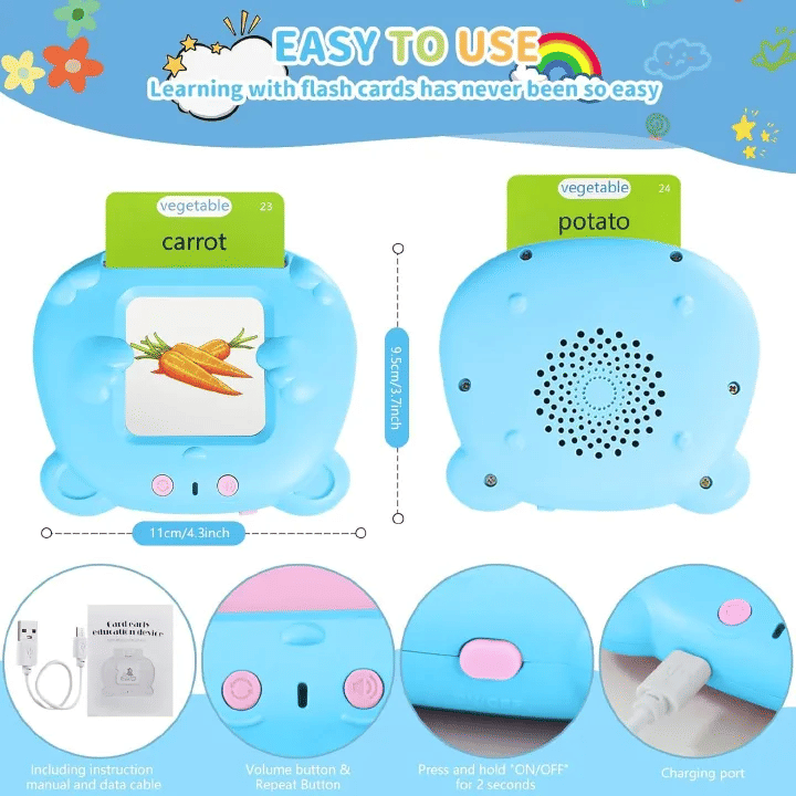 Felly Talking Flash Cards, 224 Words Montessori Educational Learning Toy