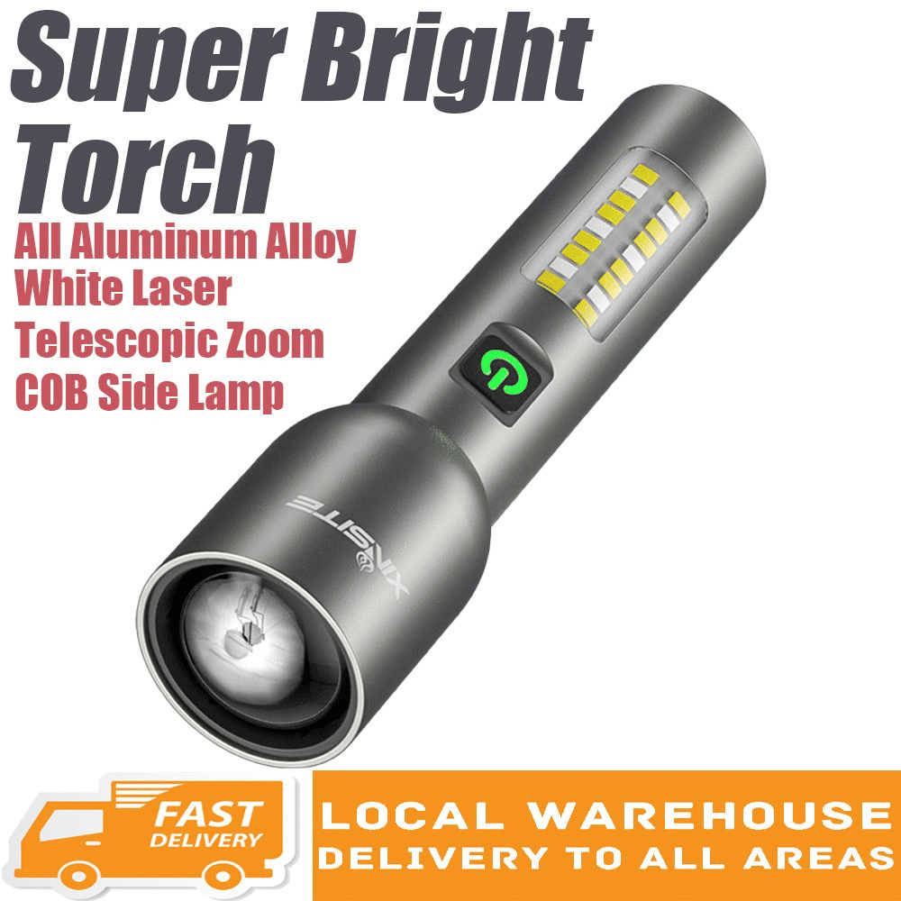 Aluminum Alloy Rechargeable Zoom Flashlight 1800mAh Tactical Torch