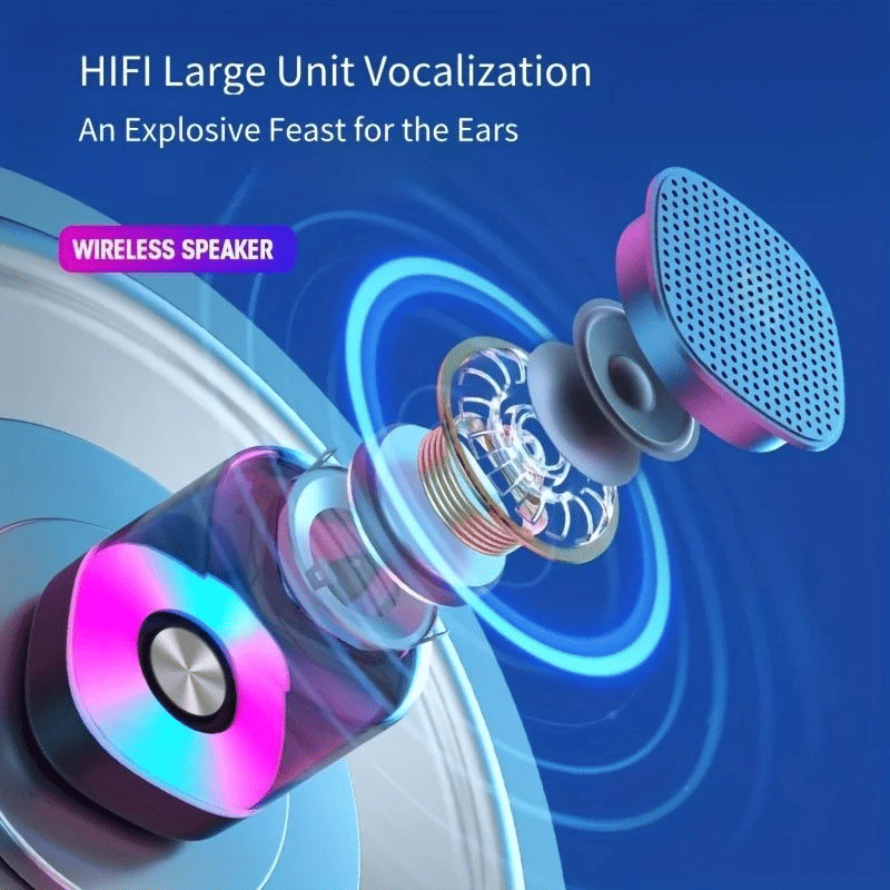 Cool Speaker Mini Portable Wireless Bluetooth Speaker with Dazzling RGB Light