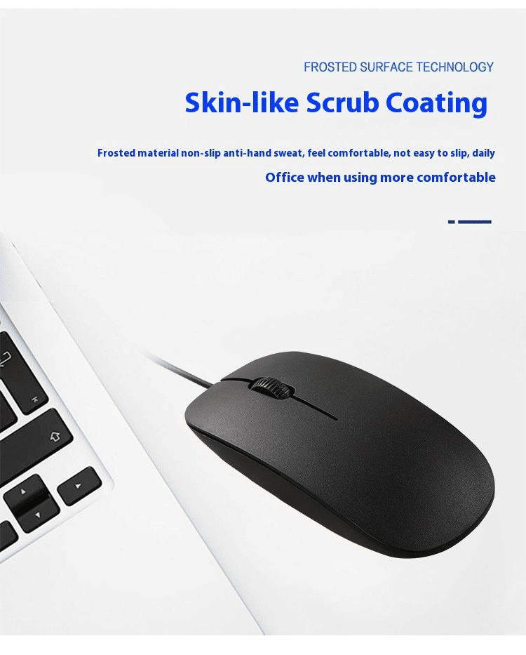 Comfortable USB Wired Computer Mouse for Gaming, Office, Home, Notebook PC - Black