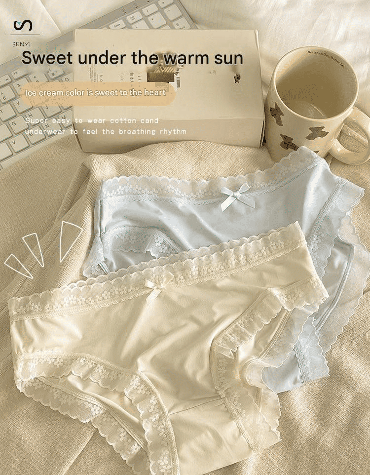 SENYI 7-Pack Ice Silk Seamless Breathable Quick-Dry Low-Waist Lace Panties