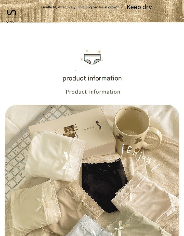 SENYI 7-Pack Ice Silk Seamless Breathable Quick-Dry Low-Waist Lace Panties
