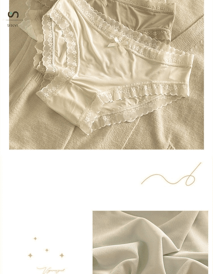 SENYI 7-Pack Ice Silk Seamless Breathable Quick-Dry Low-Waist Lace Panties