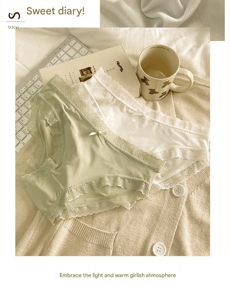 SENYI 7-Pack Ice Silk Seamless Breathable Quick-Dry Low-Waist Lace Panties