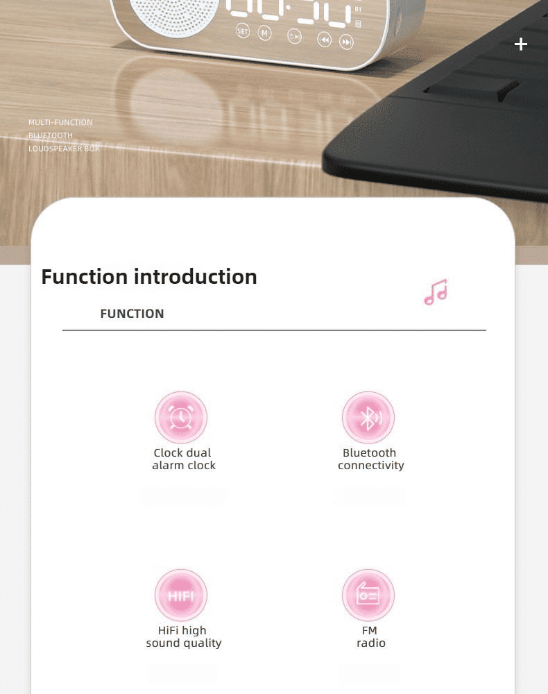 Premium Multifunctional Mirror Bluetooth Speaker, Digital Clock, High Volume, Smart Portable Audio