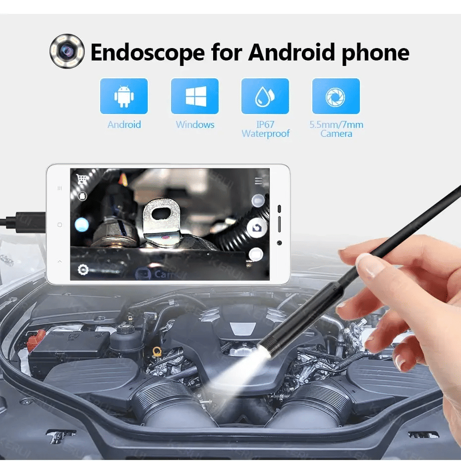 7MM 1M Android 3-in-1 Endoscope Camera: Waterproof Micro USB Type-C PC Inspection Borescope