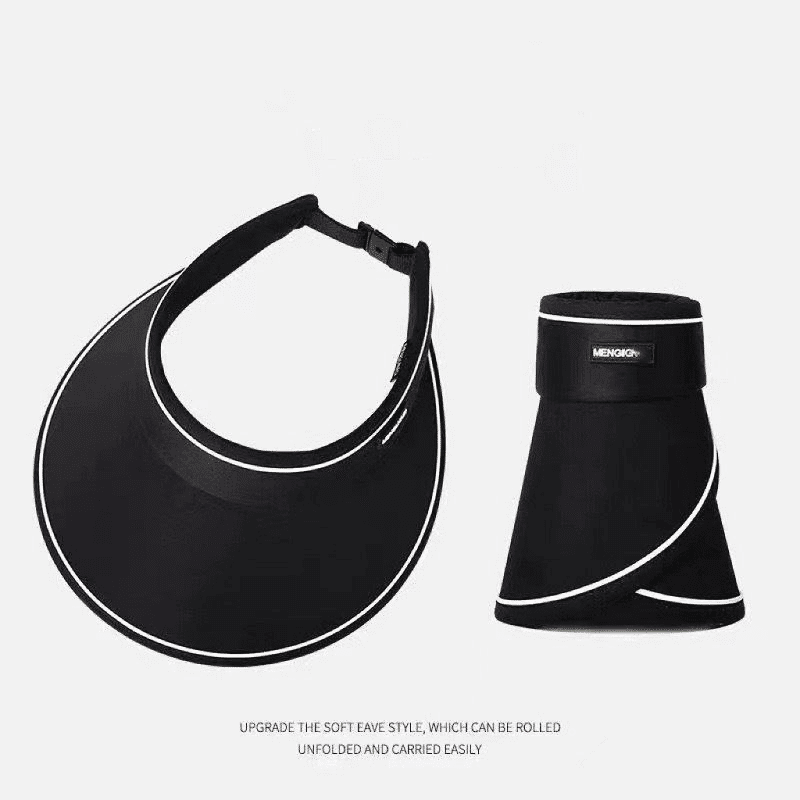 Women's UPF50+ Sunblock Empty Top Visor Hat - Large Overhang Folding UV Protection