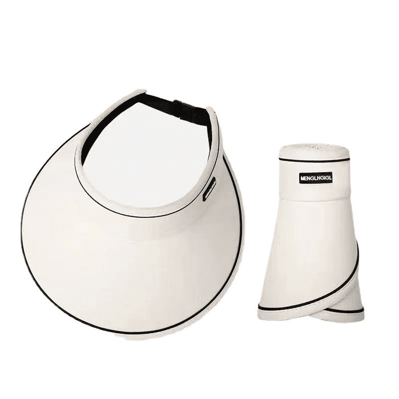 Women's UPF50+ Sunblock Empty Top Visor Hat - Large Overhang Folding UV Protection