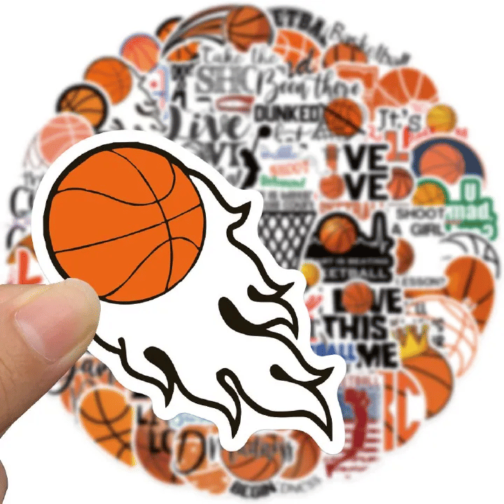 50pcs Basketball Theme Vinyl Stickers for Journal Laptop Guitar Stationery
