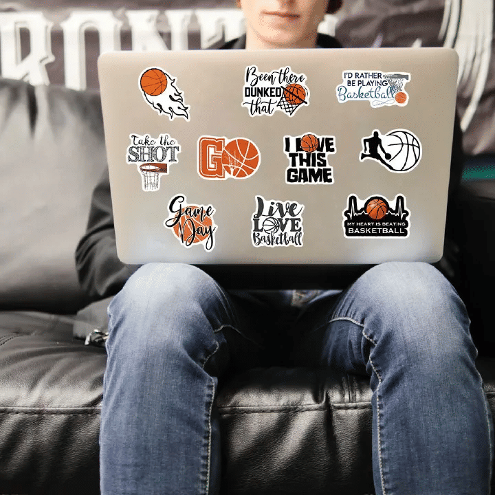 50pcs Basketball Theme Vinyl Stickers for Journal Laptop Guitar Stationery