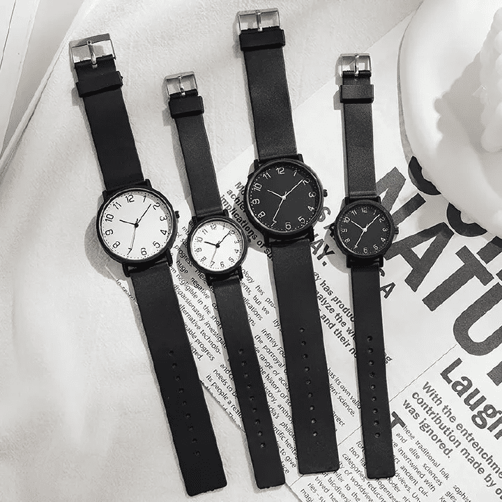 2-Piece Set Versatile Fashion Couple Watches for Students - Men and Women Quartz Wristwatches