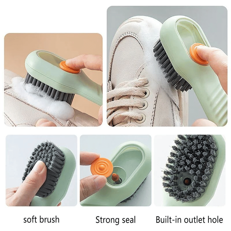 Automatic Liquid Discharge Soft Bristled Long Handle Cleaning Brush for Shoes