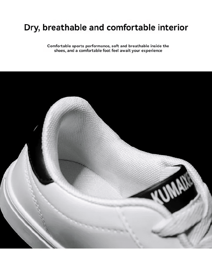 Baldur Breathable Low-Top Casual Sport Sneakers - Unisex White & Black Fashion