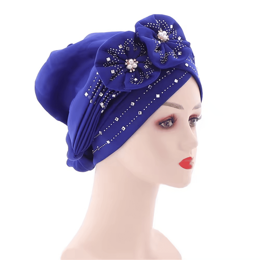 Elegant African Autogele Headtie Turban Cap - Diamond Embellished Party Headpiece
