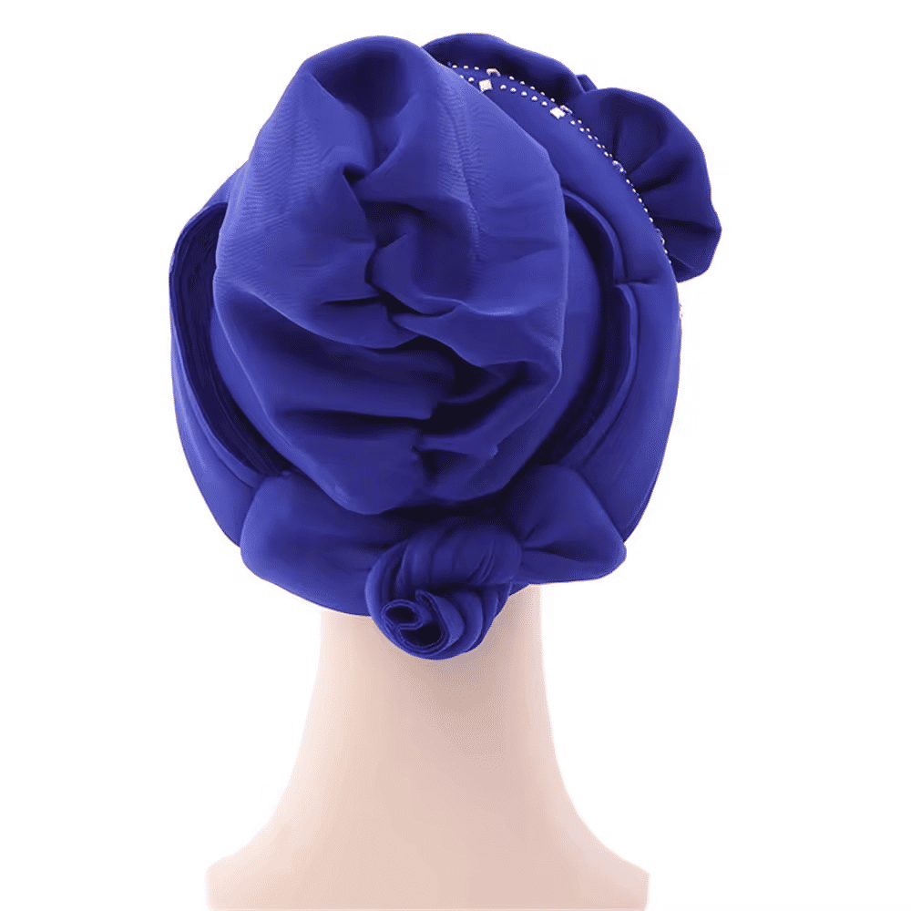 Elegant African Autogele Headtie Turban Cap - Diamond Embellished Party Headpiece