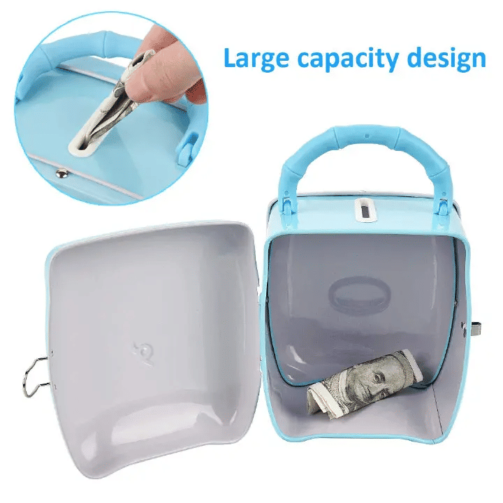 Mini Iron Coin Piggy Bank for Kids Nursery Décor Blue