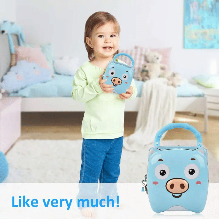 Mini Iron Coin Piggy Bank for Kids Nursery Décor Blue
