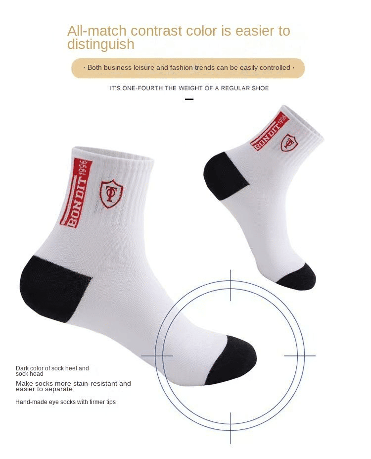 5 Pairs Men's Performance Crew Work Socks: Light Cushion, Athletic, Running, Durable