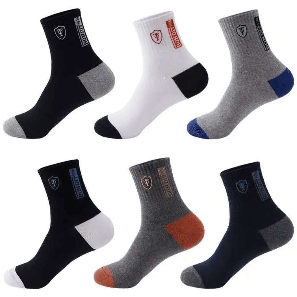 5 Pairs Men's Performance Crew Work Socks: Light Cushion, Athletic, Running, Durable
