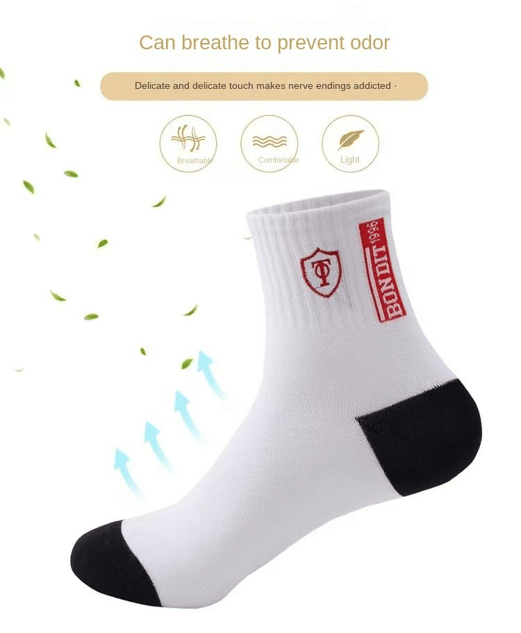 5 Pairs Men's Light Cushion Crew Work Athletic Running Boot Socks