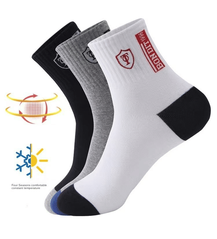 5 Pairs Men's Performance Crew Work Socks: Light Cushion, Athletic, Running, Durable