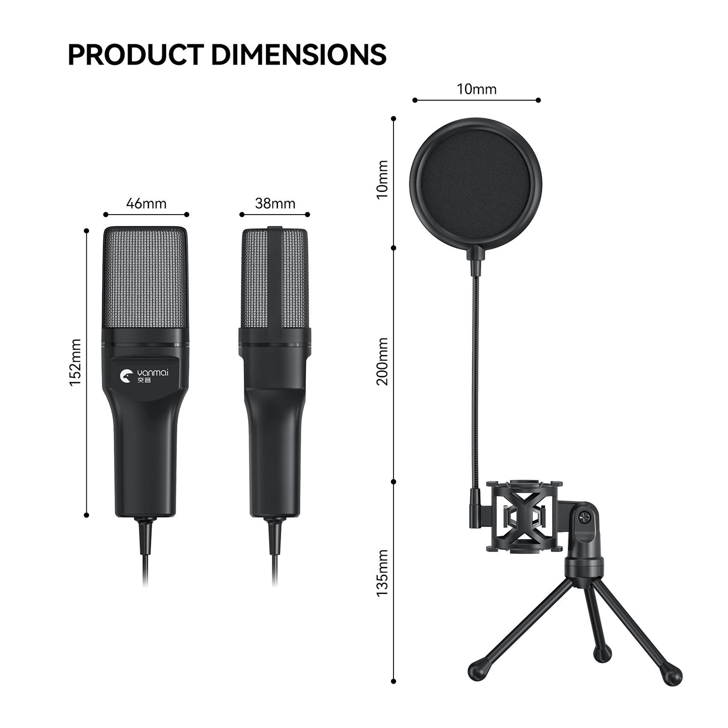 RGB USB Condenser Microphone for Gaming & Streaming - Intelligent Noise Reduction