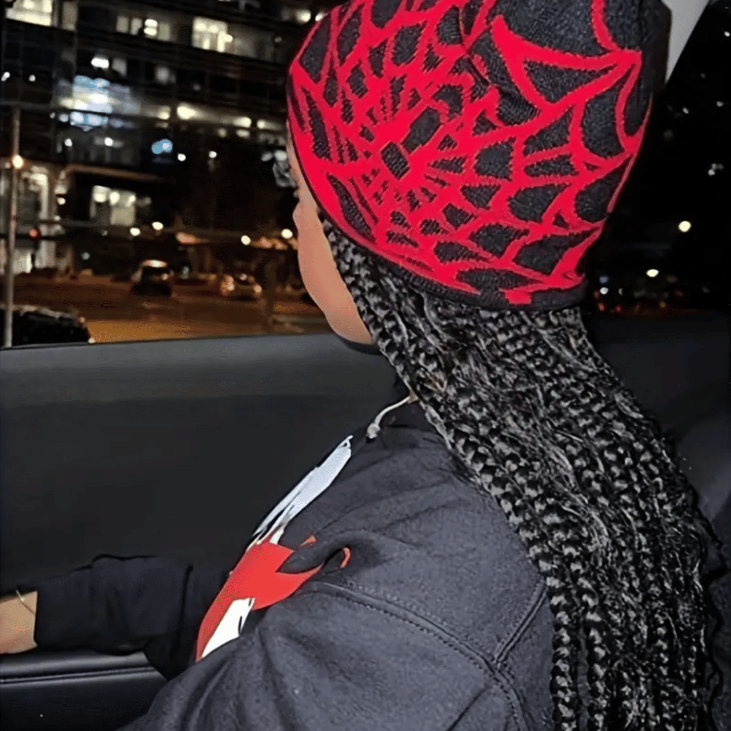 Gothic Spider Web Jacquard Beanie: Y2K Knitted Warm Hip Hop Cap