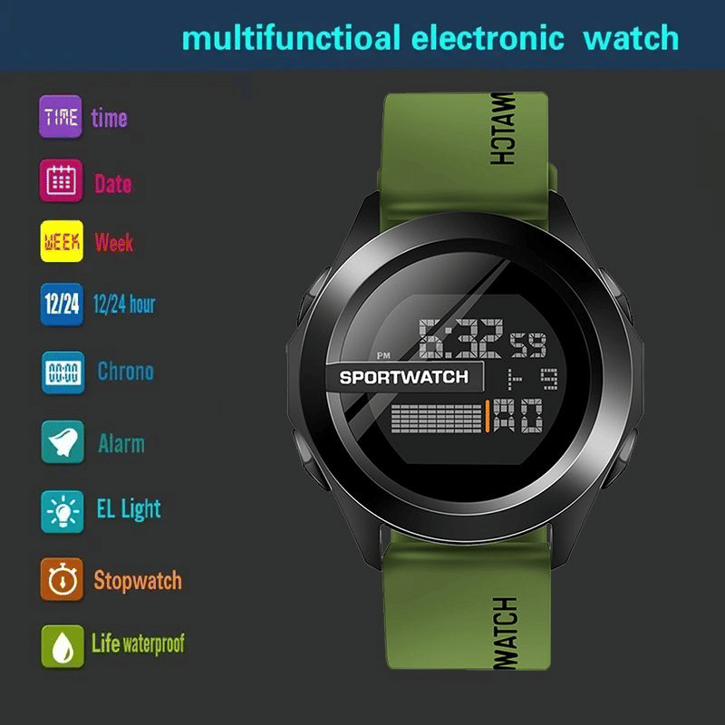 Men's Waterproof Digital Sport Watch with LED Luminous Display
