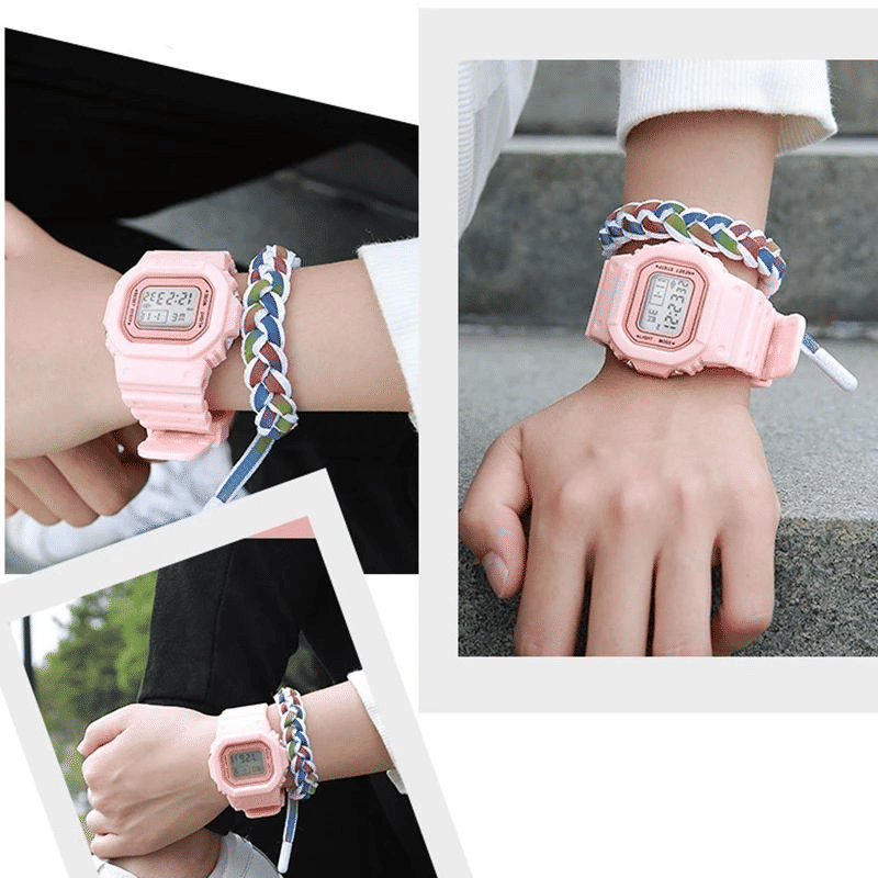 Durable Square Digital LED Electronic Sport Watch for All Ages