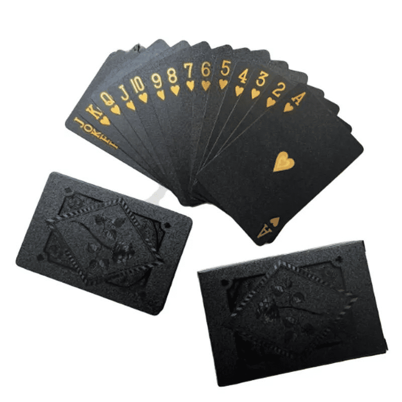 Black Gold Waterproof Playing Cards Poker Set with Case